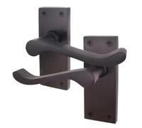 EAI Black Victorian Scroll Door Handles | 1 Pair of Matt Black Internal Lever Latch Handles on Backplate