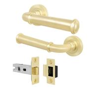 EAI Brass Door Handle and Latch Set, Satin Brass Internal Door Handle with 64mm Latch, Cerro Range 1 Pack