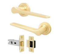 EAI Brass Door Handle and Latch Set, Satin Brass Internal Door Handle with 64mm Latch, Tarna Range 1 Pack