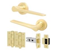 EAI Brass Door Handle Latch Set, Satin Brass Internal Door Handle with 64mm Latch and 76mm Hinges, Tarna Range 1 Pack