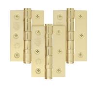 EAI Brass Door Hinges | 3 Inch / 76mm Polished Brass Internal Fire Door Hinges | 1.5 Pairs