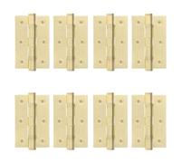 EAI Brass Door Hinges | 3 Inch / 76mm Satin Brass Internal Fire Door Hinges | 4 Pairs