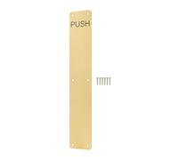 EAI Brass Door Push Plate, 425 x 75mm Engraved Push Finger Plate with Radius Corners Polished Brass