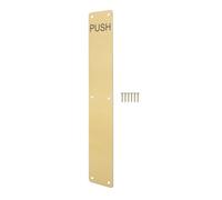 EAI Brass Door Push Plate, 425 x 75mm Engraved Push Finger Plate with Radius Corners Satin Brass