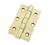 Eai Brass Stainless Ball Bearing Hinges Grade 7 - 76X50X2mm - Square Corners - Pvd Brass - Pair Including Screws