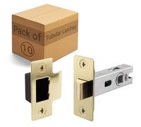 EAI Brass Tubular Door Latch for Internal Doors - 2.5 Inch / 64mm - Pack of 10 Satin Brass Tubular Mortice Latches