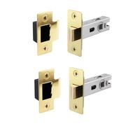 EAI Brass Tubular Door Latch for Internal Doors - 3 Inch / 76mm - Pack of 2 Polished Brass Tubular Mortice Latches
