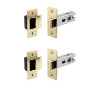 EAI Brass Tubular Door Latch for Internal Doors - 3 Inch / 76mm - Pack of 2 Satin Brass Tubular Mortice Latches