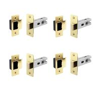 EAI Brass Tubular Door Latch for Internal Doors - 3 Inch / 76mm - Pack of 4 Polished Brass Tubular Mortice Latches