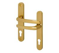 EAI Brass UPVC Door Handles, Composite Front Door Handles Sprung, 92mm PZ Centre, 210 mm Screw to Screw, 242x34mm Backplate