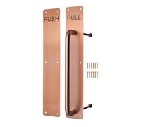 EAI Bronze Push Pull Handle on Plate, 475 x 75mm Commercial Handle on Finger Plate Bronze for Schools, Offices, Shops & More