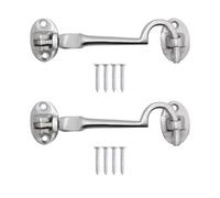EAI Cabin Hook and Eye Latch | Heavy Duty 100mm / 4 Inch Silent Satin Chrome Hook and Eye Latch | 2 Pack with Fixings