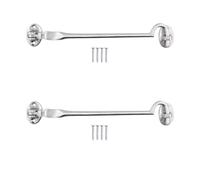 EAI Cabin Hook and Eye Latch | Heavy Duty 250mm / 10 Inch Silent Satin Chrome Hook and Eye Latch | 2 Pack with Fixings