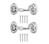 EAI Cabin Hook and Eye Latch | Heavy Duty 50mm / 2 Inch Silent Satin Chrome Hook and Eye Latch | 2 Pack with Fixings