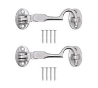EAI Cabin Hook and Eye Latch | Heavy Duty 75mm / 3 Inch Silent Satin Chrome Hook and Eye Latch | 2 Pack with Fixings