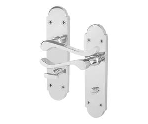 EAI Chrome Bathroom Door Handles, 1 Pair of Internal Polished Chrome Victorian Scroll Shaped Backplate Handles
