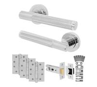 EAI Chrome Fire Door Handle Latch Set, Polished Chrome Internal Fir Door Handle with 76mm Latch and 102mm Hinges, Varri Range 1 Pack