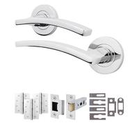 EAI Chrome Fire Door Handle Latch Set, Polished Chrome Internal Fir Door Handle with 76mm Latch and 102mm Hinges - 1 Pack Elson Range
