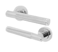 EAI Chrome Fire Door Handle, Polished Chrome Internal Lever on Rose Fire Rated Door Handle, Varri Range 1 Pair