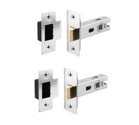 EAI Chrome Tubular Door Latch for Internal Doors - 2.5 Inch / 64mm - Pack of 2 Polished Chrome Tubular Mortice Latches