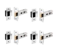 EAI Chrome Tubular Door Latch for Internal Doors - 3 Inch / 76mm - Pack of 4 Polished Chrome Tubular Mortice Latches