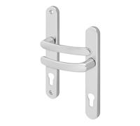 EAI Chrome UPVC Door Handles, Composite Front Door Handles Sprung, 92mm PZ Centre, 210 mm Screw to Screw, 242x34mm Backplate