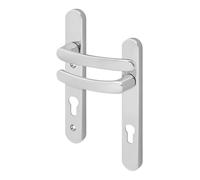 EAI Chrome UPVC Door Handles, Composite Front Door Handles Sprung, 92mm PZ Centres, 122mm Screw to Screw, 245x34mm Backplate