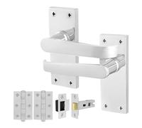 EAI Chrome Victorian Door Handles, 1 Pair Internal Straight Latch Handles on Backplate Polished Chrome, Hinges, Latch 64mm