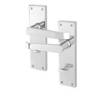 EAI Chrome Victorian Door Handles, 1 Pair of Internal Straight Pattern Bathroom Handles on Backplate Polished Chrome