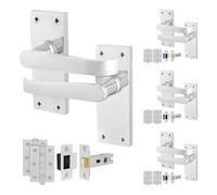 EAI Chrome Victorian Door Handles, 4 Pairs Internal Straight Latch Handles on Backplate Polished Chrome, Hinges, Latch 64mm