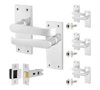 EAI Chrome Victorian Door Handles, 4 Pairs Internal Victorian Straight Latch Handles on Backplate Polished Chrome, Latch 64mm
