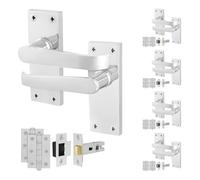 EAI Chrome Victorian Door Handles, 5 Pairs Internal Straight Latch Handles on Backplate Polished Chrome, Hinges, Latch 64mm