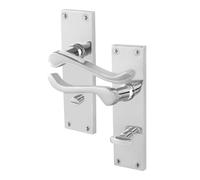 EAI Chrome Victorian Scroll Bathroom Handles, 1 Pair of Polished Chrome Internal Lever Door Handles on Backplate