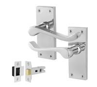 EAI Chrome Victorian Scroll Latch Handle Set, 1 Pair Polished Chrome Internal Lever Door Handles on Backplate and Latch 64mm