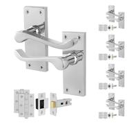 EAI Chrome Victorian Scroll Latch Handle Set, 5 Pairs Polished Chrome Internal Lever Latch Handles on Backplate, Latch 64mm, Hinges