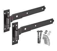 EAI Cranked Gate Hinges | 250mm / 10 Inch Heavy Duty Hook and Band Gate Hinges | Black - 1 Pair