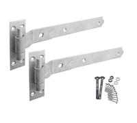 EAI Cranked Gate Hinges | 350mm / 14 Inch Heavy Duty Hook and Band Gate Hinges | Galvanised - 1 Pair