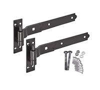 EAI Cranked Gate Hinges | 450mm / 18 Inch Heavy Duty Hook and Band Gate Hinges | Black - 1 Pair