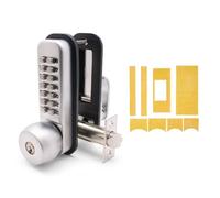 EAI Digital Code Door Lock with Key Overide & Intumescent Kit | Satin Chrome Fir Push Button Mechanical Digital Codelock with Hold Back Function | for Internal & External Use