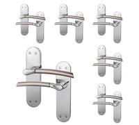 EAI Door Handles - Duo Finish | 6 Pairs Satin Nickel and Polished Chrome Internal Lever Latch Handles on Backplate