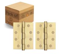 EAI Door Hinges Stainless Steel Washered Butt Door Hinges Fire Rated, 4 Inch / 101.6mm - PVD Brass Stainless - Pack of 5