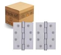 EAI Door Hinges Stainless Steel Washered Butt Door Hinges Fire Rated, 4 Inch / 101.6mm - Satin Stainless - Pack of 5