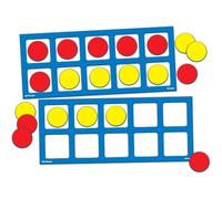 EAI Education Jumbo Magnetic QuietShape Foam Ten Frames with Counters - Set of 2 with 20 Counters