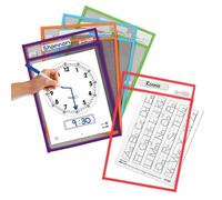 EAI Education SmartPAL Dry Erase Sleeves | Unique Top and Side Opening Pockets with Nameplate for Students, Assorted Colors, 10 x 14 in (10-Pack)