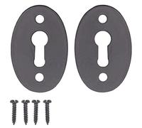 EAI Escutcheon Keyhole Cover, Oval Black Antique Iron, 51x34mm, 2 Pack