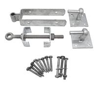 Eai - Field Gate Hinge Set Double Strap Adjustable Hook On Plate - (24" / 600mm) - Hot Dip Galvanised - Including Fixings
