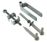 Eai - Field Gate Hinge Set Double Strap Adjustable Hook To Drive - (24" / 600mm) - Hot Dip Galvanised - Including Fixings