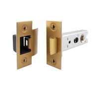 EAI Fire Rated Tubular Latch - Satin Brass 64mm / 2.5 Inch Tubular Latch with 44mm Backset for Fire Doors - Pack of 1