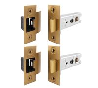 EAI Fire Rated Tubular Latch - Satin Brass 76mm / 3 Inch Tubular Latch with 57mm Backset for Fire Doors - Pack of 2