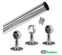 Eai - Hanging Wardobe Rail Kit - 25mm Tube - 1219mm Rail With 2X End Brackets & 1X Centre Brackets - Polished Chrome